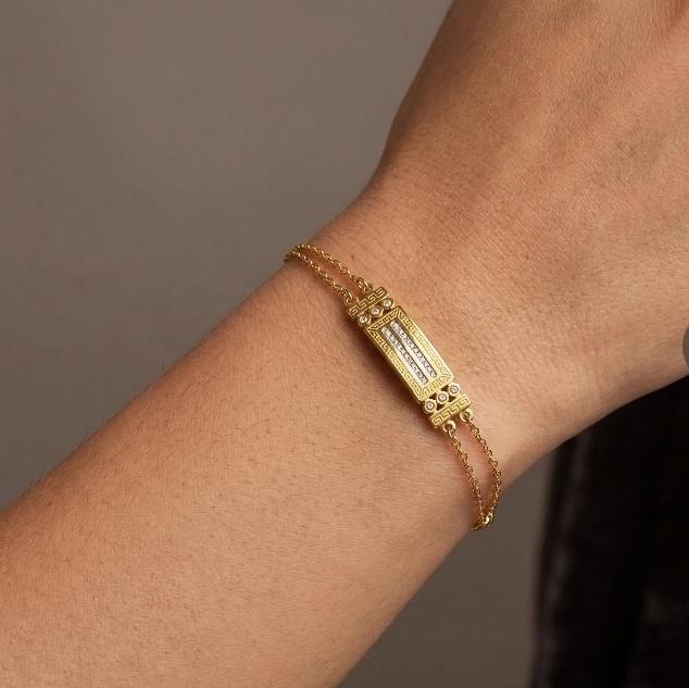 Grecian Crystal Bar Gold Bracelet