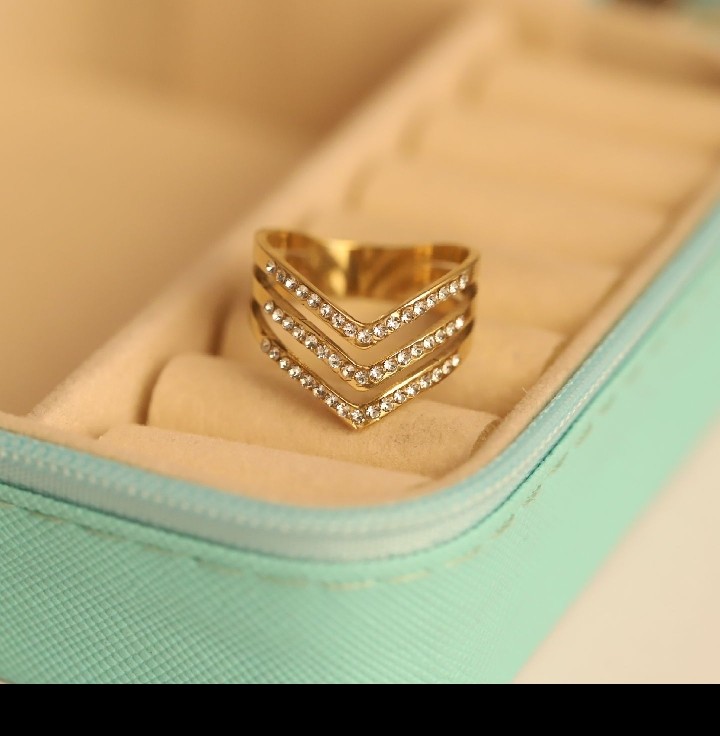 Triple Chevron Pavé Ring