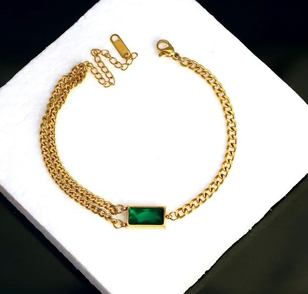 Émeraude Curb Chain Bracelet