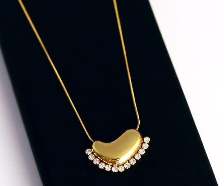 Gilded Bean Pavé Pendant
