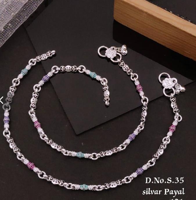 Silver Multi-Enamel Payal